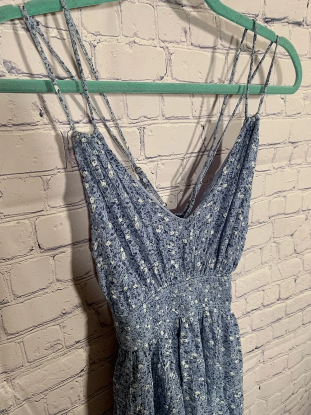 Abercrombie & Fitch Womens Sleeveless Floral Maxi Dress Blue Sz XSP Cottagecore